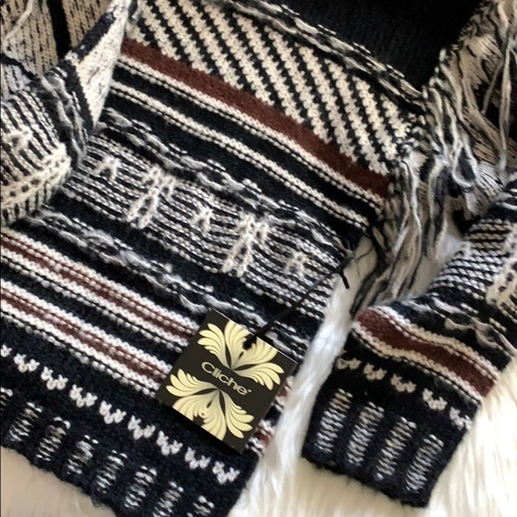 nwt // cliché fringe textured cotton blend sweater - Picture 8 of 12
